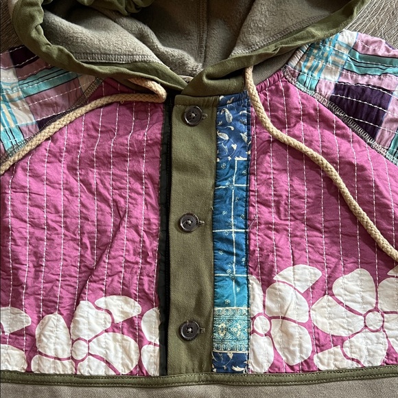 We The Free Patchwork Hoodie - Pink, Green, and Tan - Picture 4 of 11